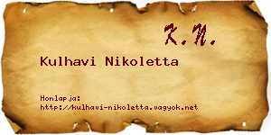 Kulhavi Nikoletta névjegykártya